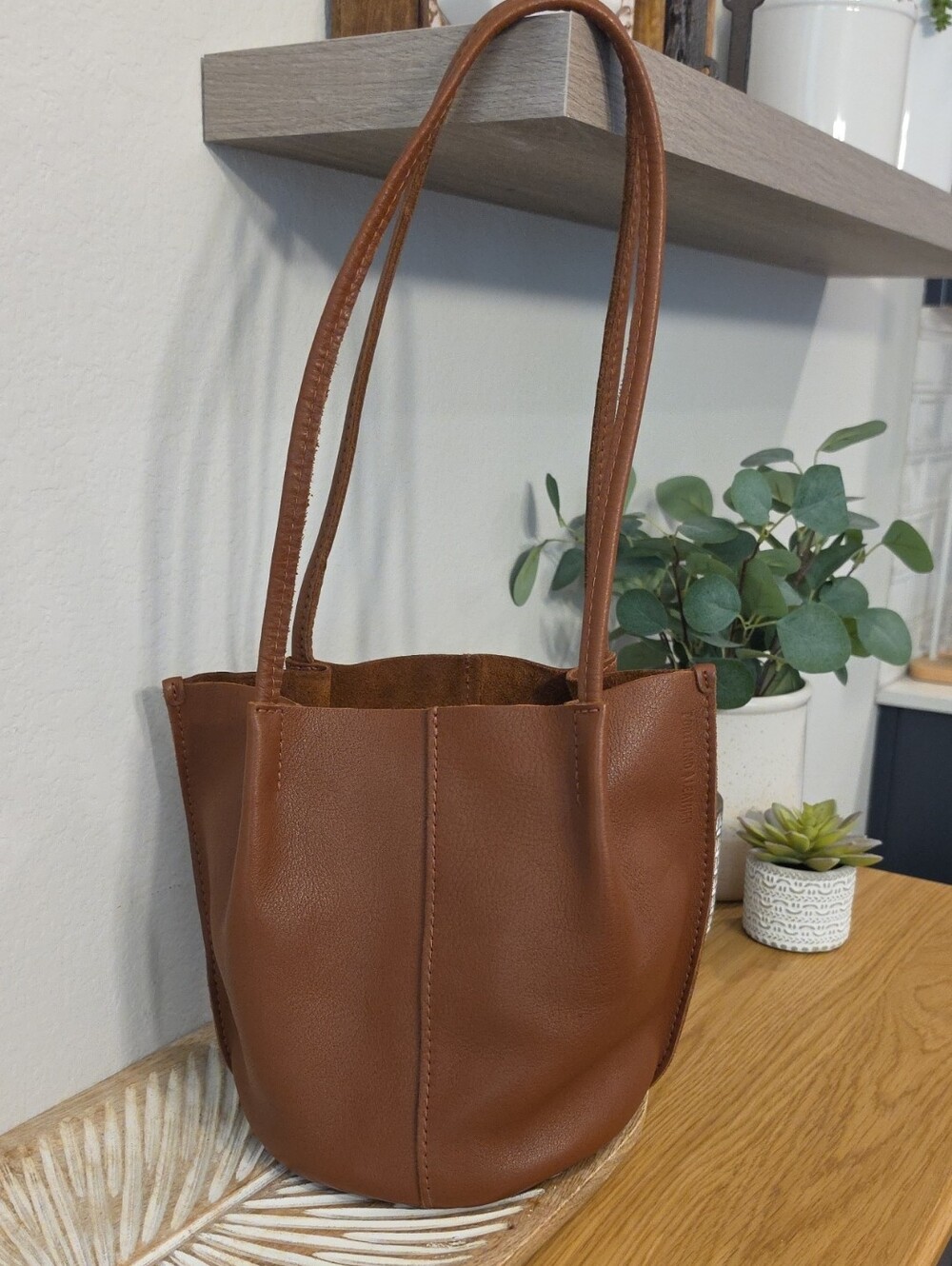 Portland Leather Tan Brown Shoulder Tote - Simple Everyday Handbag
